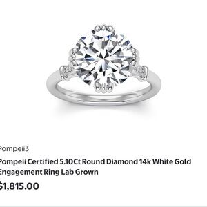 Pompeii3 14k White Gold Solitaire Round Diamond Engagement Ring - White